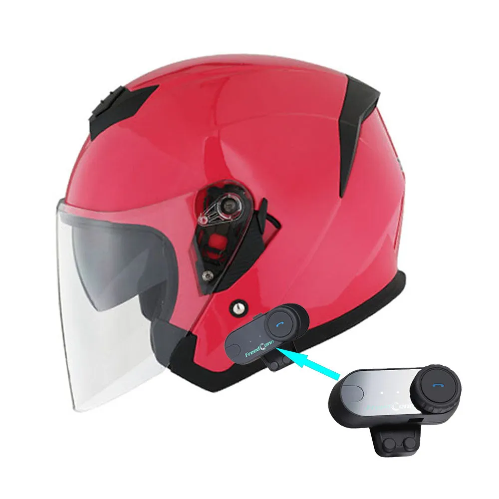 1Storm Motorcycle Open Face Helmet Scooter Classical Knight Bike Dual Lens/Sun Visor   Motorcycle Bluetooth Headset: HJK526