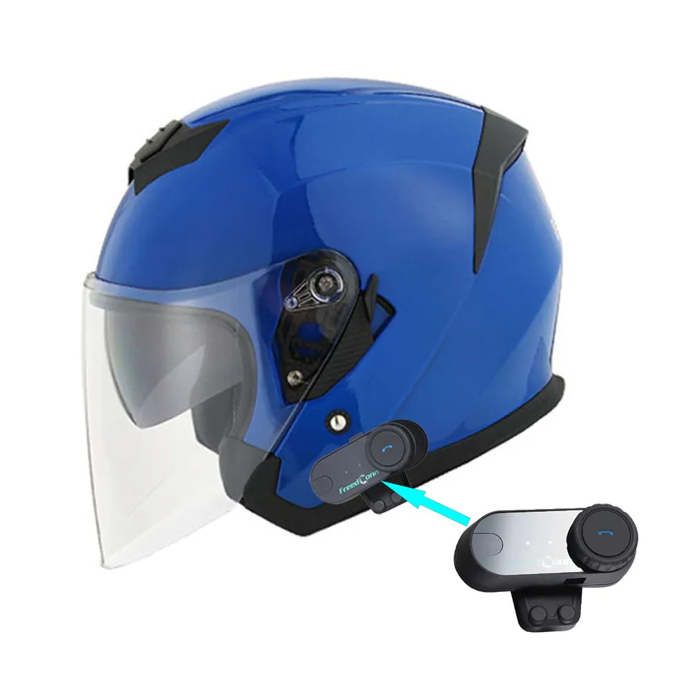 1Storm Motorcycle Open Face Helmet Scooter Classical Knight Bike Dual Lens/Sun Visor   Motorcycle Bluetooth Headset: HJK526