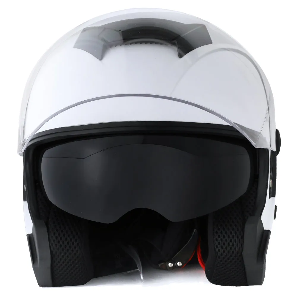 1Storm Motorcycle Open Face Helmet Scooter Classical Knight Bike Dual Lens/Sun Visor   Motorcycle Bluetooth Headset: HJK526