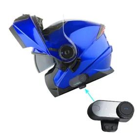 1Storm New Motorcycle Bike Modular Full Face Helmet Dual Visor Sun Shield with LED Tail Light   Motorcycle Bluetooth Headset: Modular901