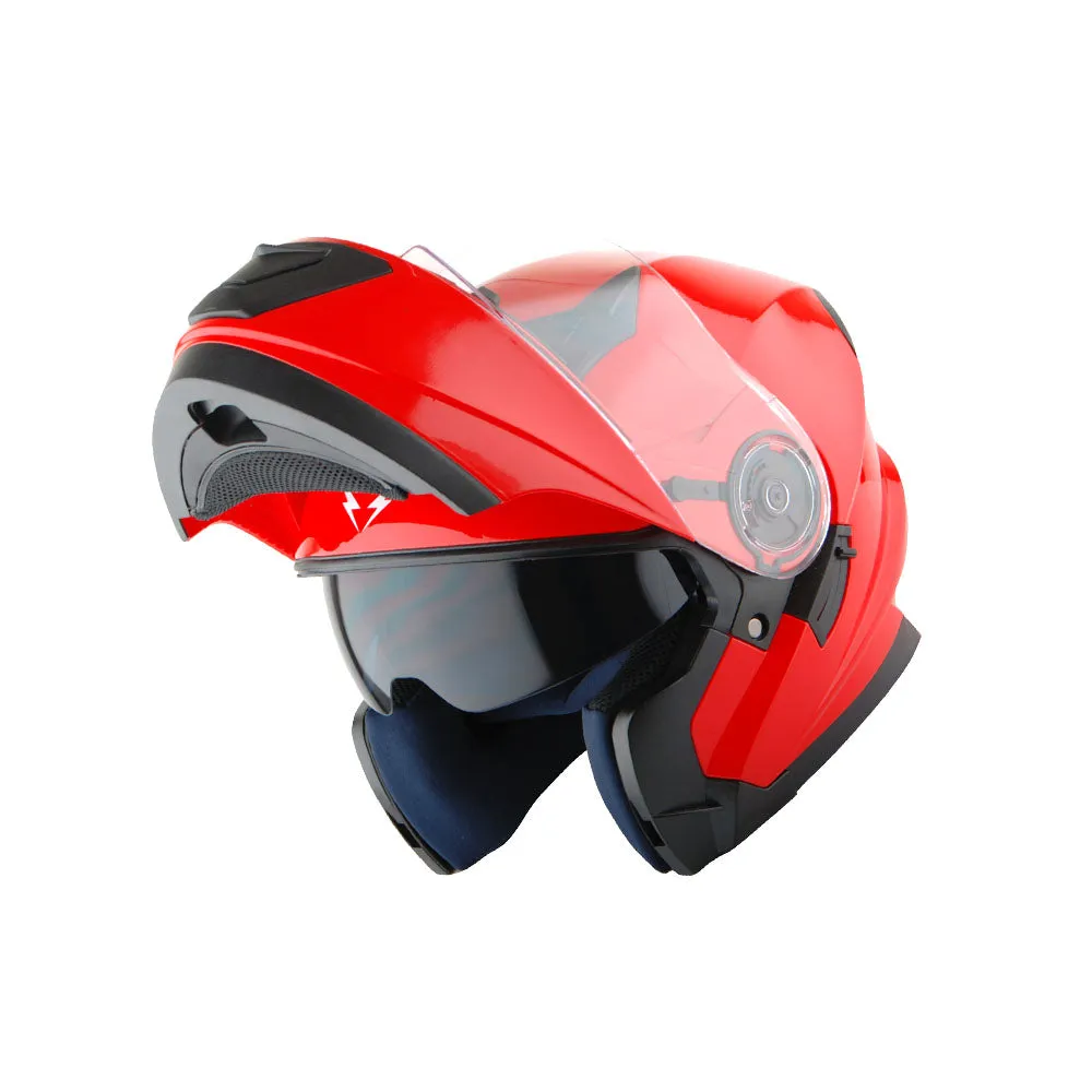 1Storm New Motorcycle Bike Modular Full Face Helmet Dual Visor Sun Shield with LED Tail Light   Motorcycle Bluetooth Headset: Modular901