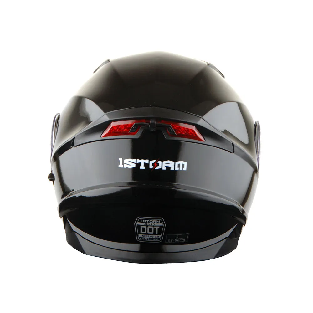 1Storm New Motorcycle Bike Modular Full Face Helmet Dual Visor Sun Shield with LED Tail Light   Motorcycle Bluetooth Headset: Modular901