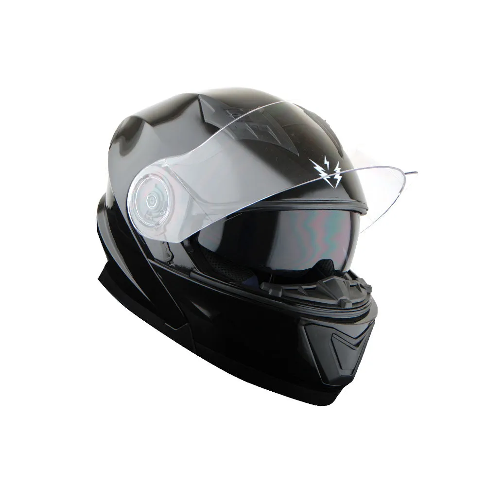 1Storm New Motorcycle Bike Modular Full Face Helmet Dual Visor Sun Shield with LED Tail Light   Motorcycle Bluetooth Headset: Modular901