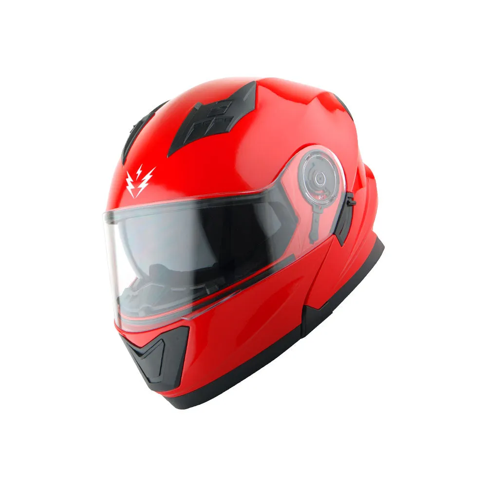 1Storm New Motorcycle Bike Modular Full Face Helmet Dual Visor Sun Shield with LED Tail Light   Motorcycle Bluetooth Headset: Modular901