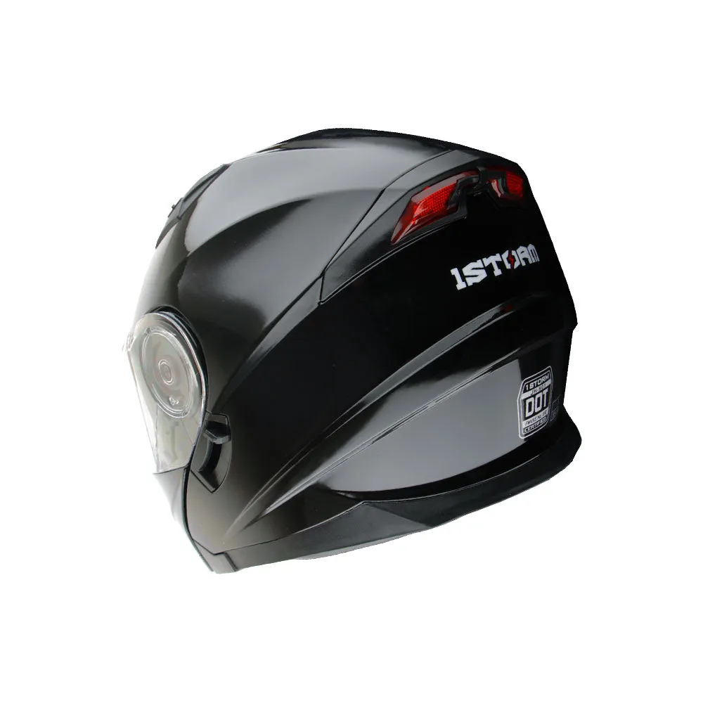 1Storm New Motorcycle Bike Modular Full Face Helmet Dual Visor Sun Shield with LED Tail Light   Motorcycle Bluetooth Headset: Modular901