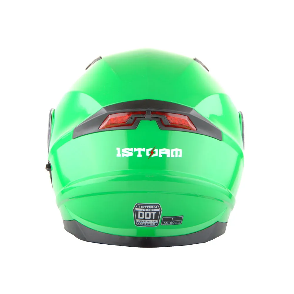 1Storm New Motorcycle Bike Modular Full Face Helmet Dual Visor Sun Shield with LED Tail Light   Motorcycle Bluetooth Headset: Modular901