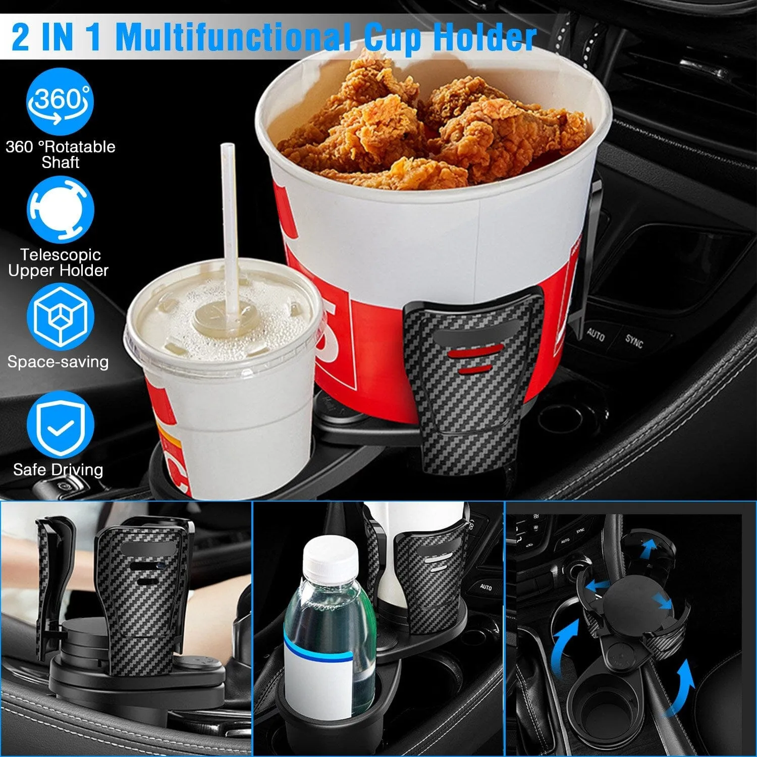 2-in-1 Universal Car Cup Mount Holder