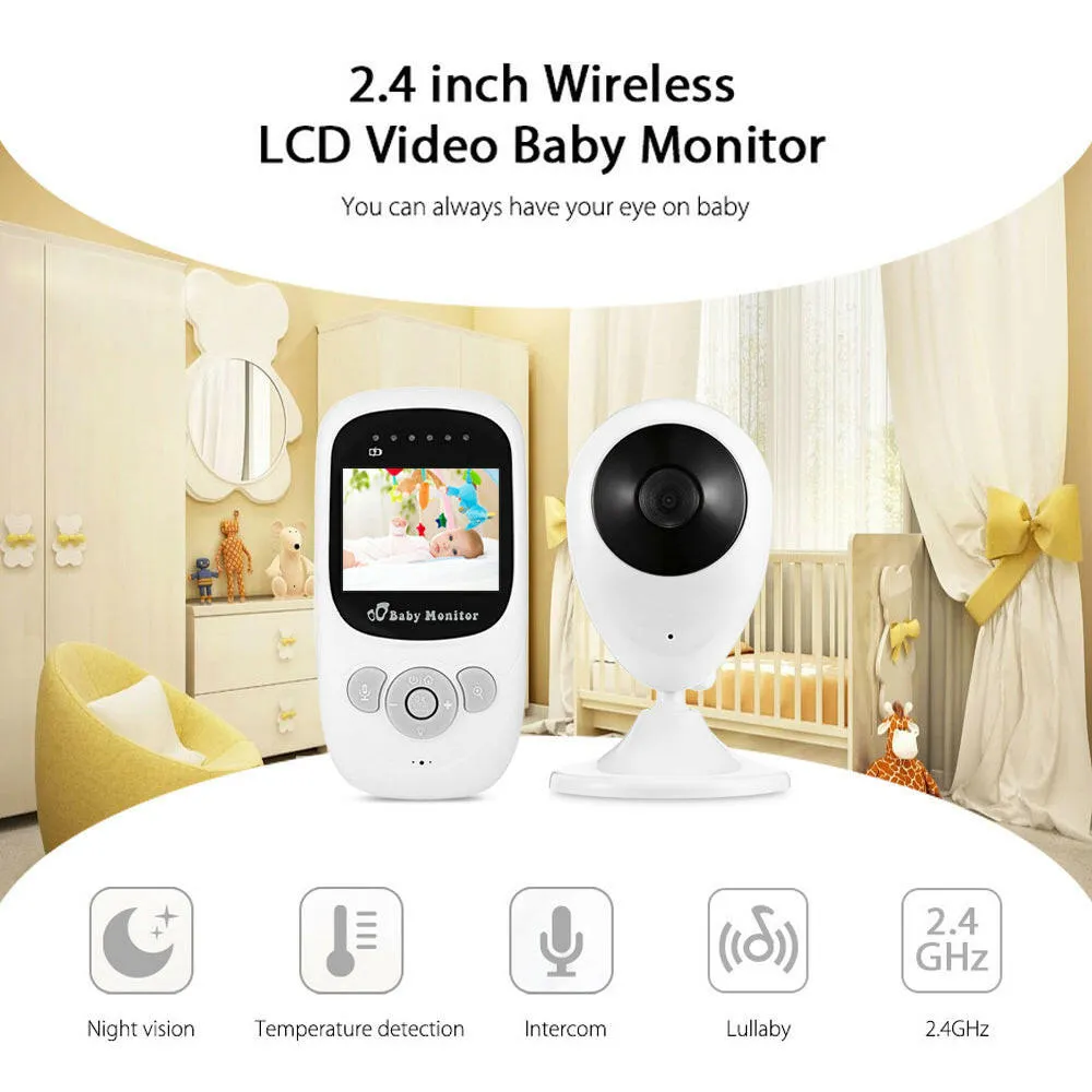 2.4 Inches LCD Baby Monitor Two-Way Audio 2.4G Wirelessly Temperature Detection Night Vision Home Security Camera Built-in Lullabies for Baby Pet Elderly