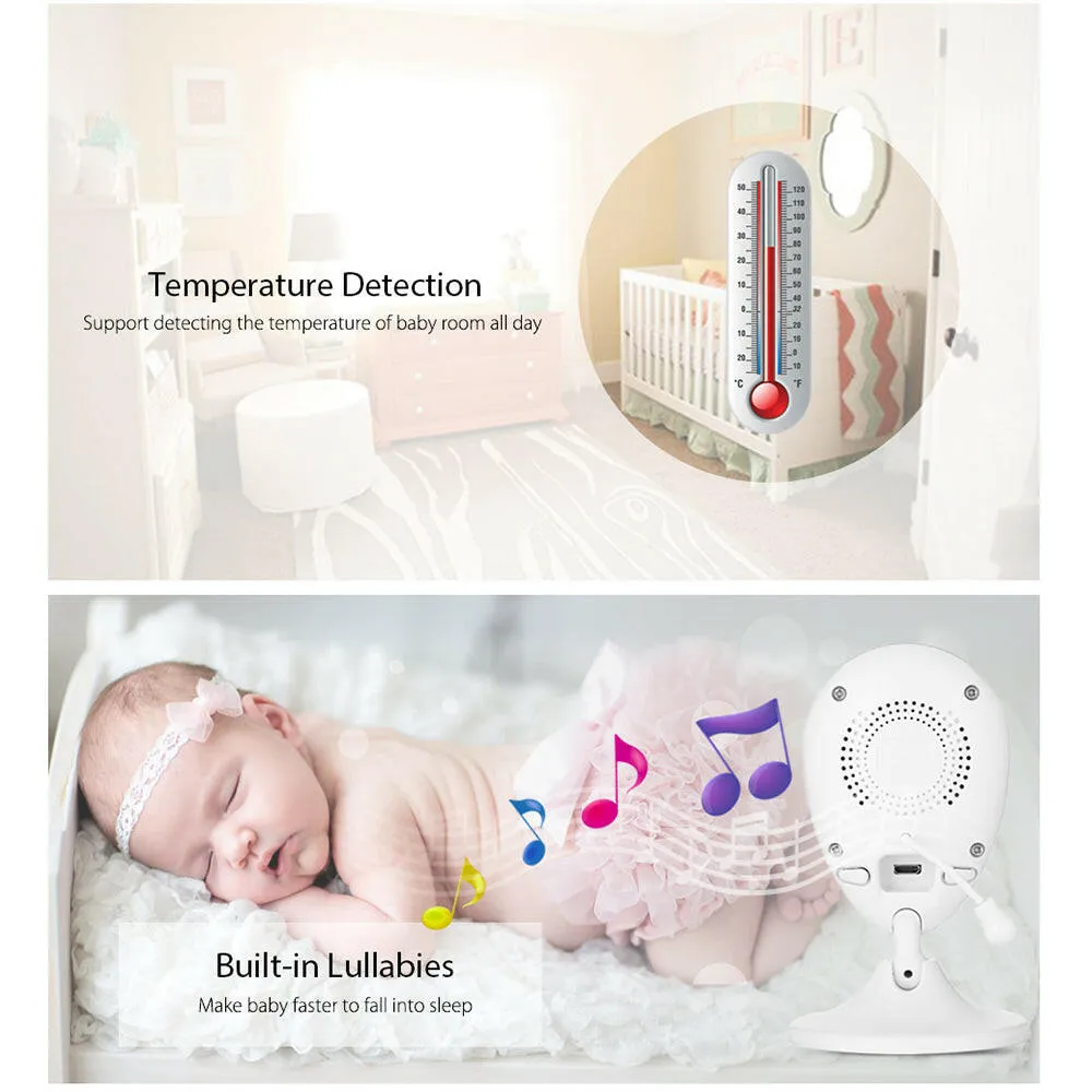 2.4 Inches LCD Baby Monitor Two-Way Audio 2.4G Wirelessly Temperature Detection Night Vision Home Security Camera Built-in Lullabies for Baby Pet Elderly