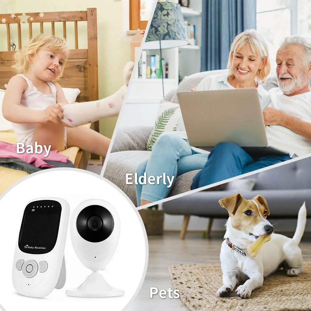 2.4 Inches LCD Baby Monitor Two-Way Audio 2.4G Wirelessly Temperature Detection Night Vision Home Security Camera Built-in Lullabies for Baby Pet Elderly