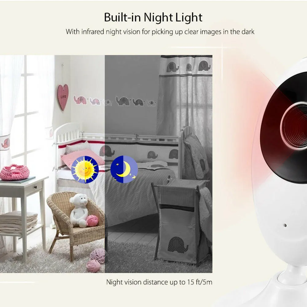 2.4 Inches LCD Baby Monitor Two-Way Audio 2.4G Wirelessly Temperature Detection Night Vision Home Security Camera Built-in Lullabies for Baby Pet Elderly