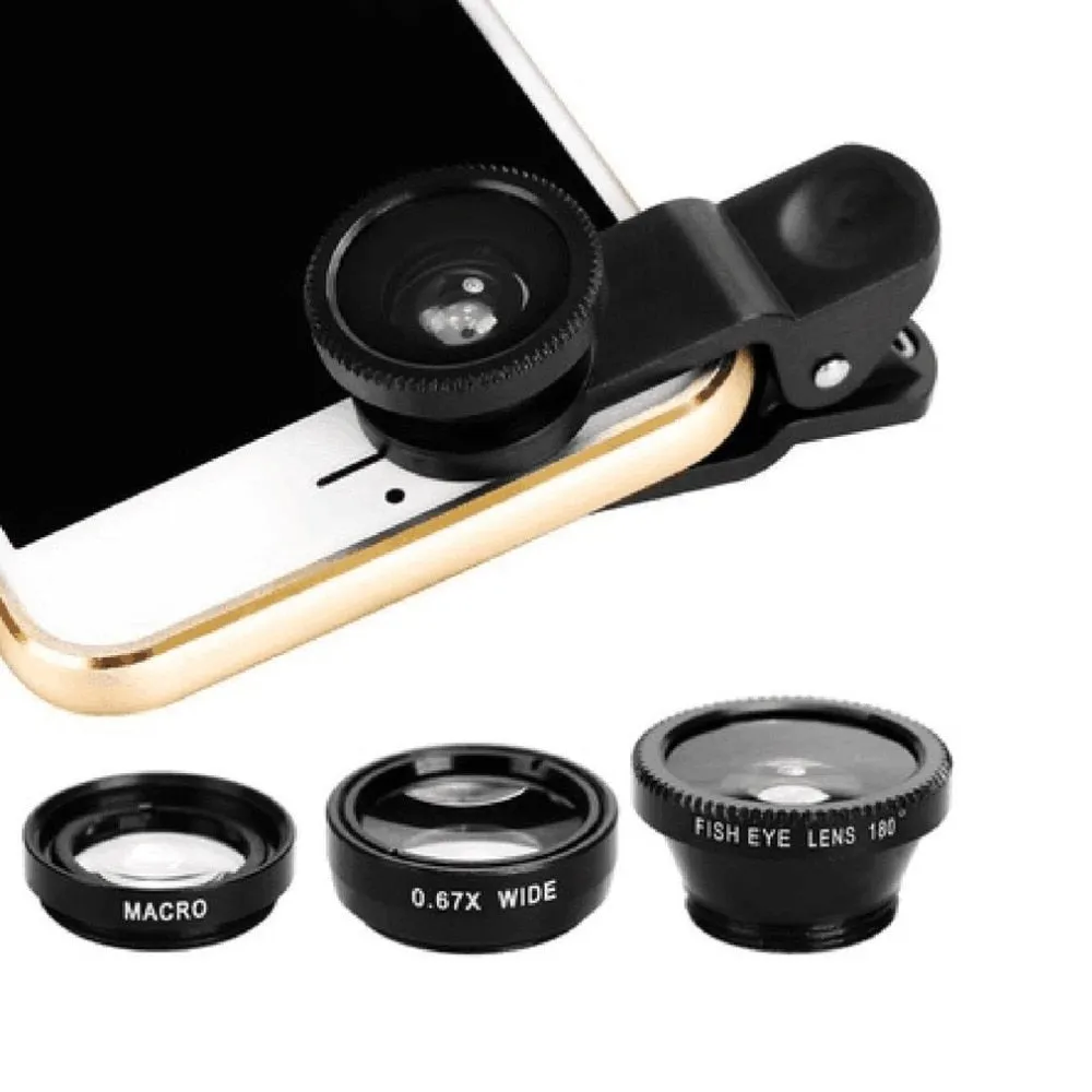 3-in-1 Wide Angle Macro Fisheye Camera Lens Kits for all Mobile Phone