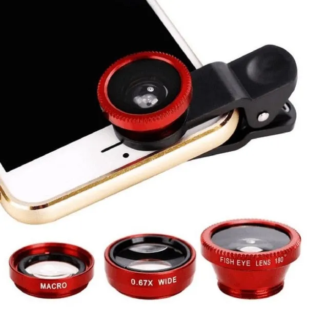 3-in-1 Wide Angle Macro Fisheye Camera Lens Kits for all Mobile Phone