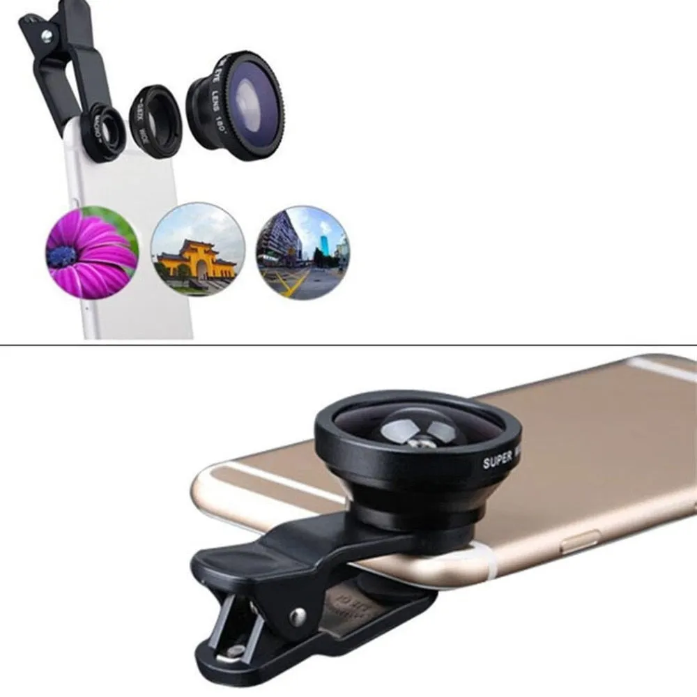 3-in-1 Wide Angle Macro Fisheye Camera Lens Kits for all Mobile Phone