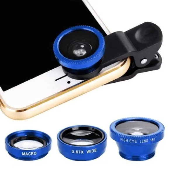 3-in-1 Wide Angle Macro Fisheye Camera Lens Kits for all Mobile Phone