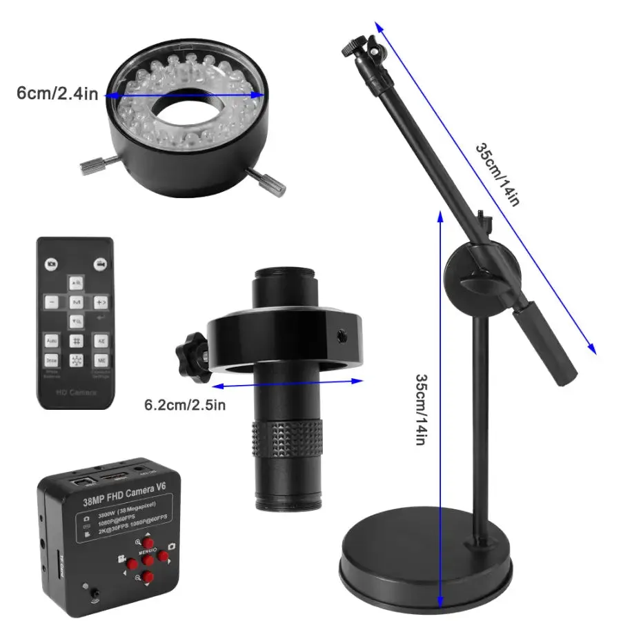 38MP HDMI 1080P Camera USB Industrial Microscope SMD Soldering