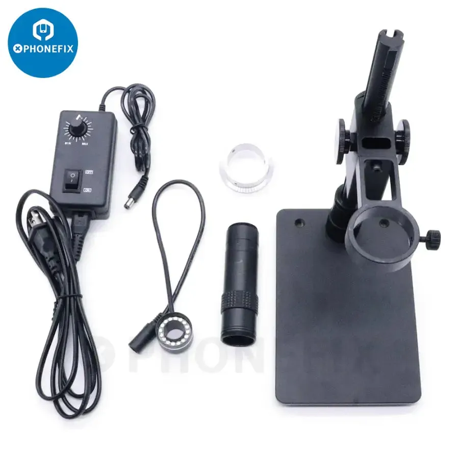 4K 51MP HMDI VAG Industrial Camera Microscope Set 130X Lens 16 LEDs Light