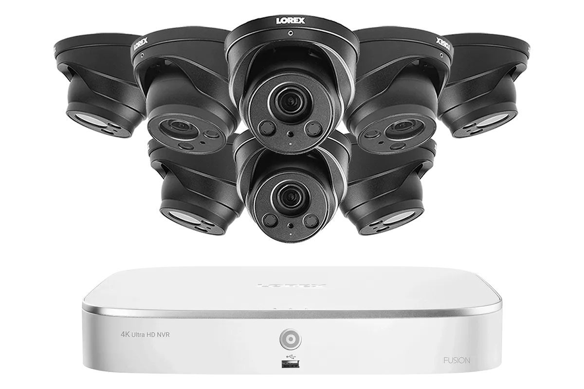 4K Nocturnal IP NVR System with Eight 4K (8MP) Motorized Zoom Lens Dome Cameras, 250FT Night Vision