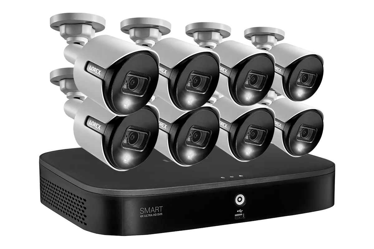 4K Ultra HD Security System with 16-Channel DVR and Eight 4K (8MP) Active Deterrence Cameras featuring Smart Motion Detection and Smart Home Voice Control