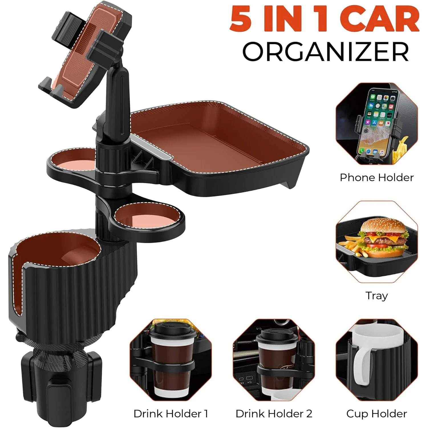 5-in-1 Car Organizer & Cup Holder