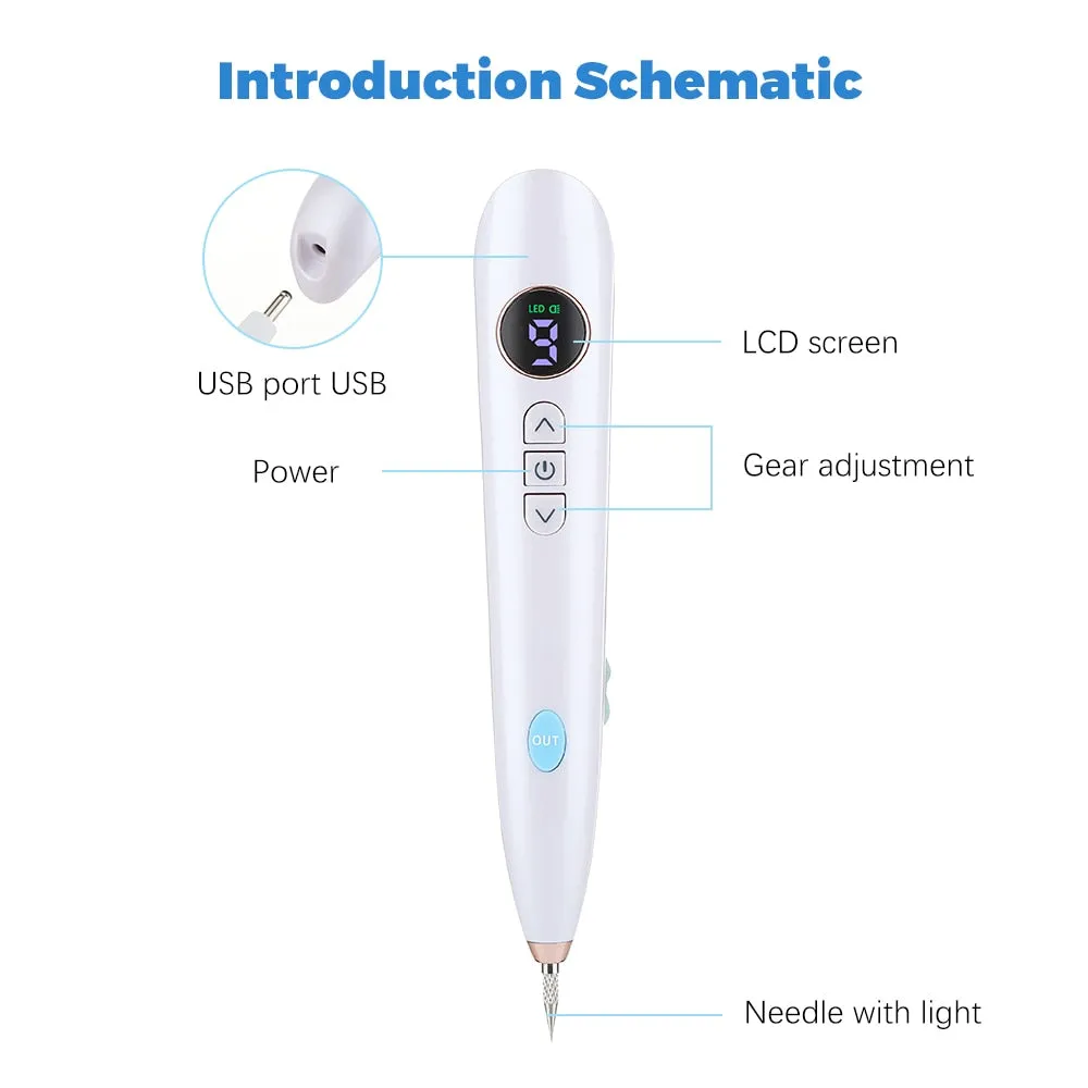 9 Mode Laser Plasma Pen Freckle Remover Mole Dark Spot Black Dot Skin Tag Wart Removal Facial Clean