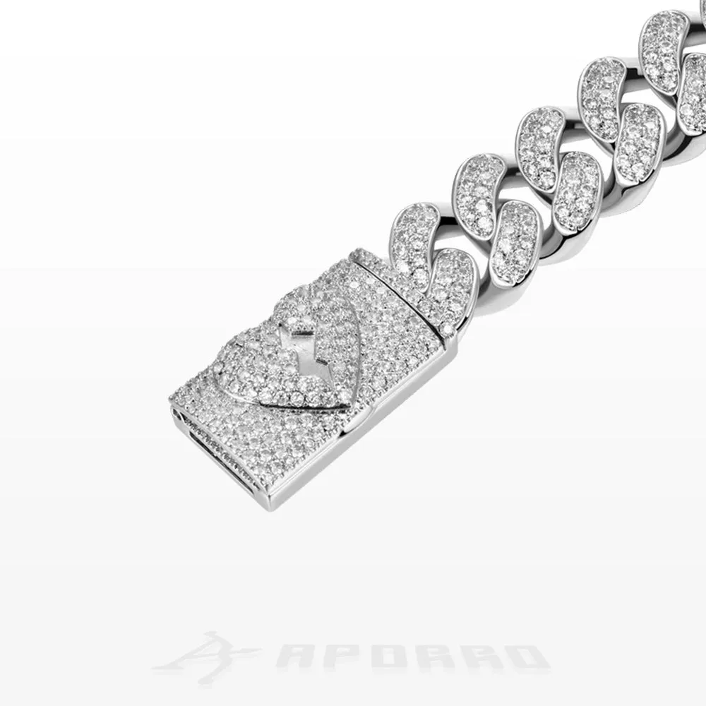 Aporro Broken Heart Cuban Bracelet - 12mm