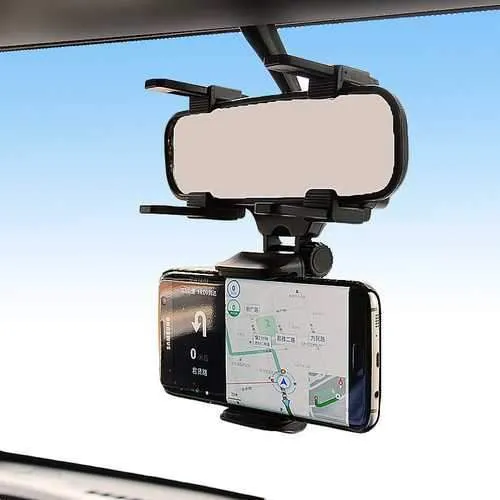 Bakeey Upgraded 360 Degree Rotation Fixed Rearview Mirror Car Mount Holder for Mobile Phone