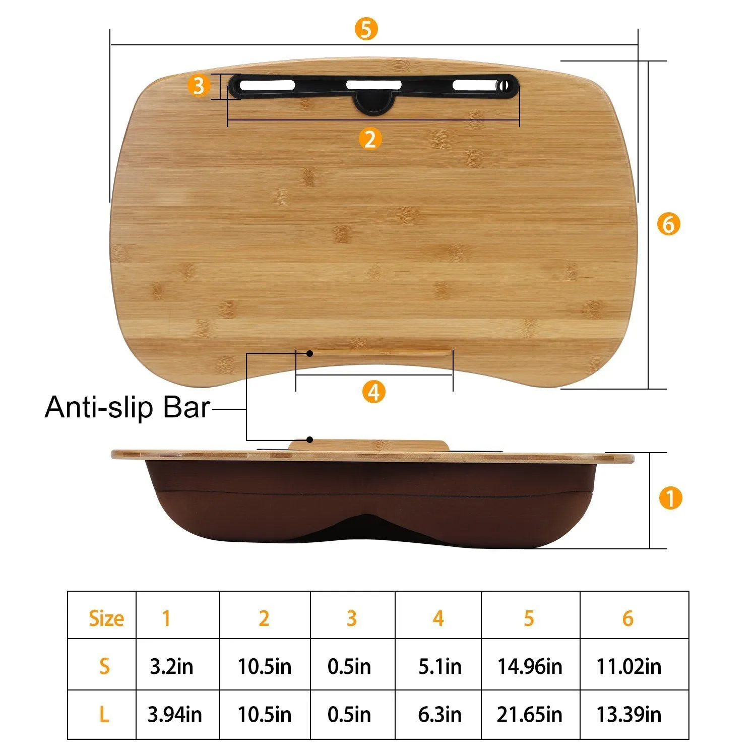 Bamboo Laptop Lap Desk with Pillow Cushion Stand Holder Table