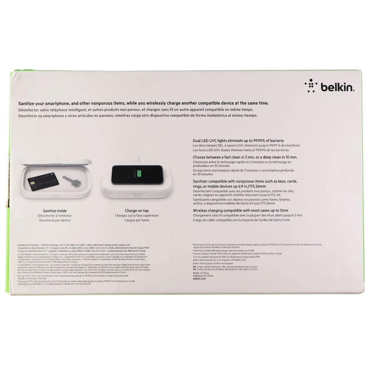 Belkin UV Sanitizer   10W Wireless Charger for Smartphones - White