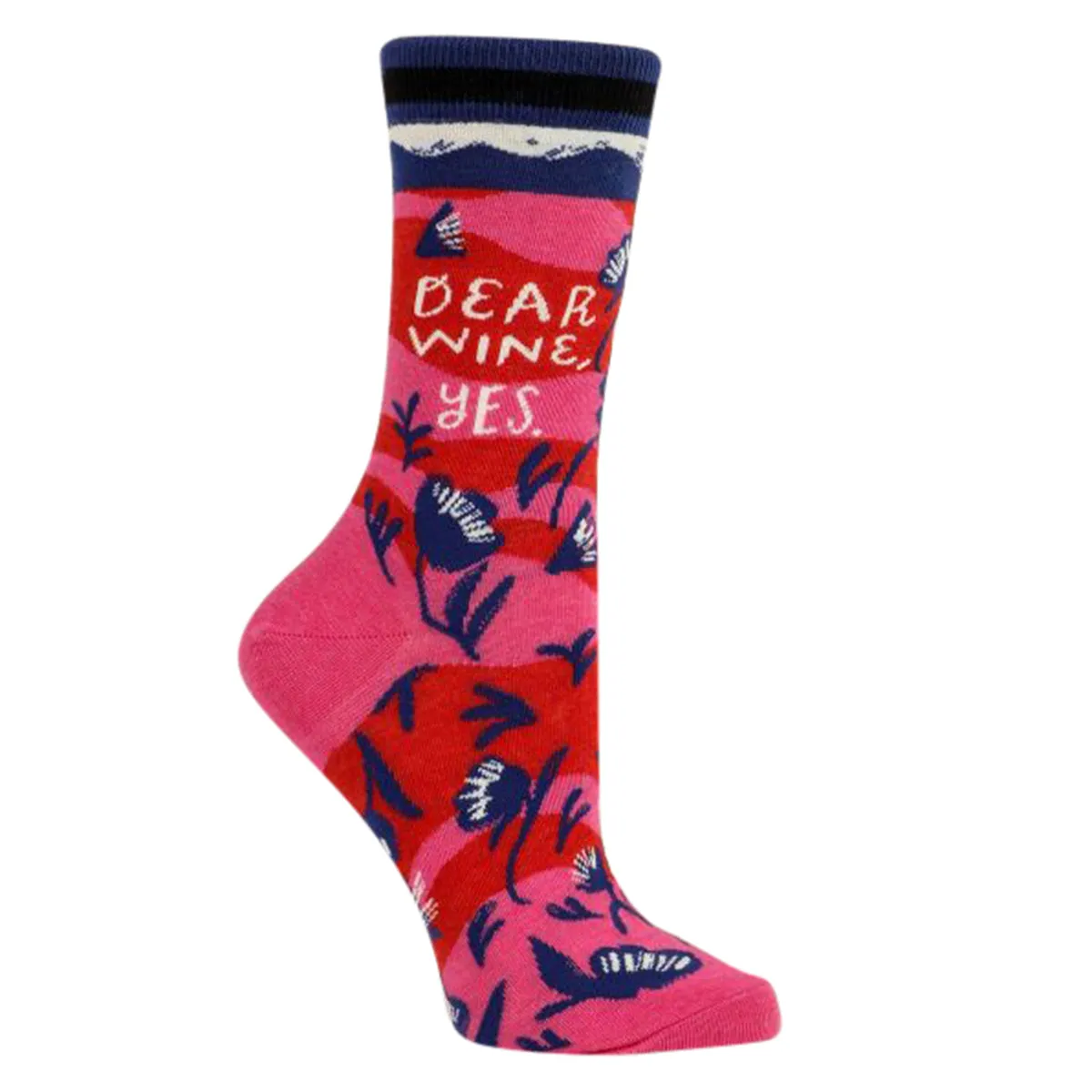 BLUE Q DEAR WINE YES CREW SOCK