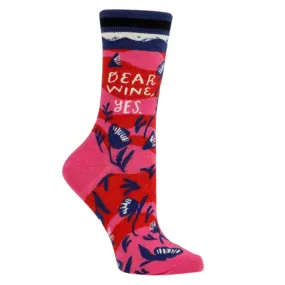 BLUE Q DEAR WINE YES CREW SOCK