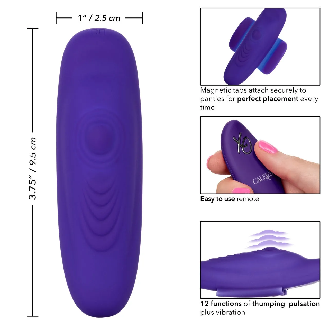 CalExotics Lock N Play Pulsating Panty Teaser Silicone Vibrator with Remote Control Purple