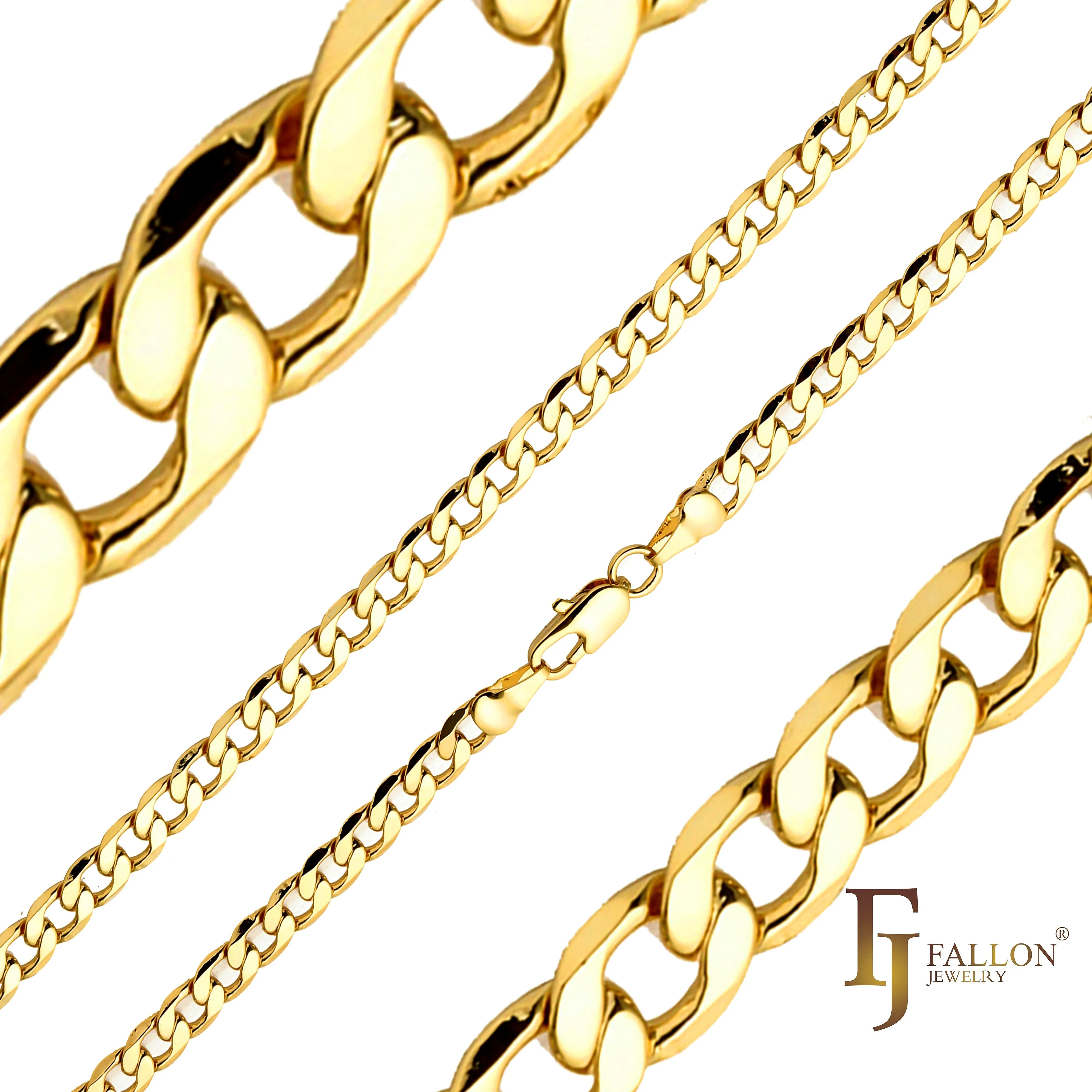 Classic Curb link chains [wide 5.6mm-12mm] plated in 14K Gold