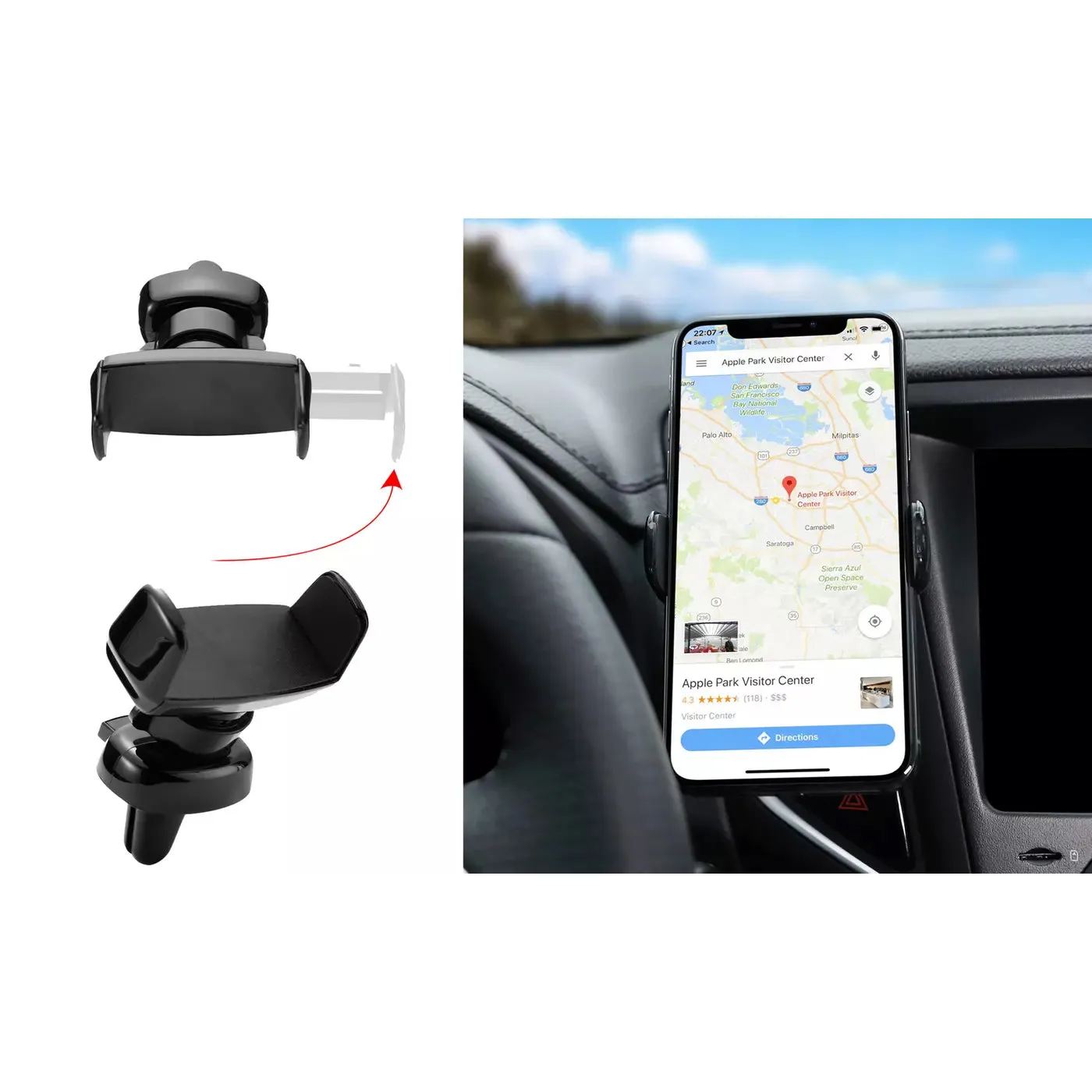 Glossy Universal Air Vent Car Mount Phone Holder for Smartphones