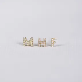 Gold Diamond Letter Stud Earrings