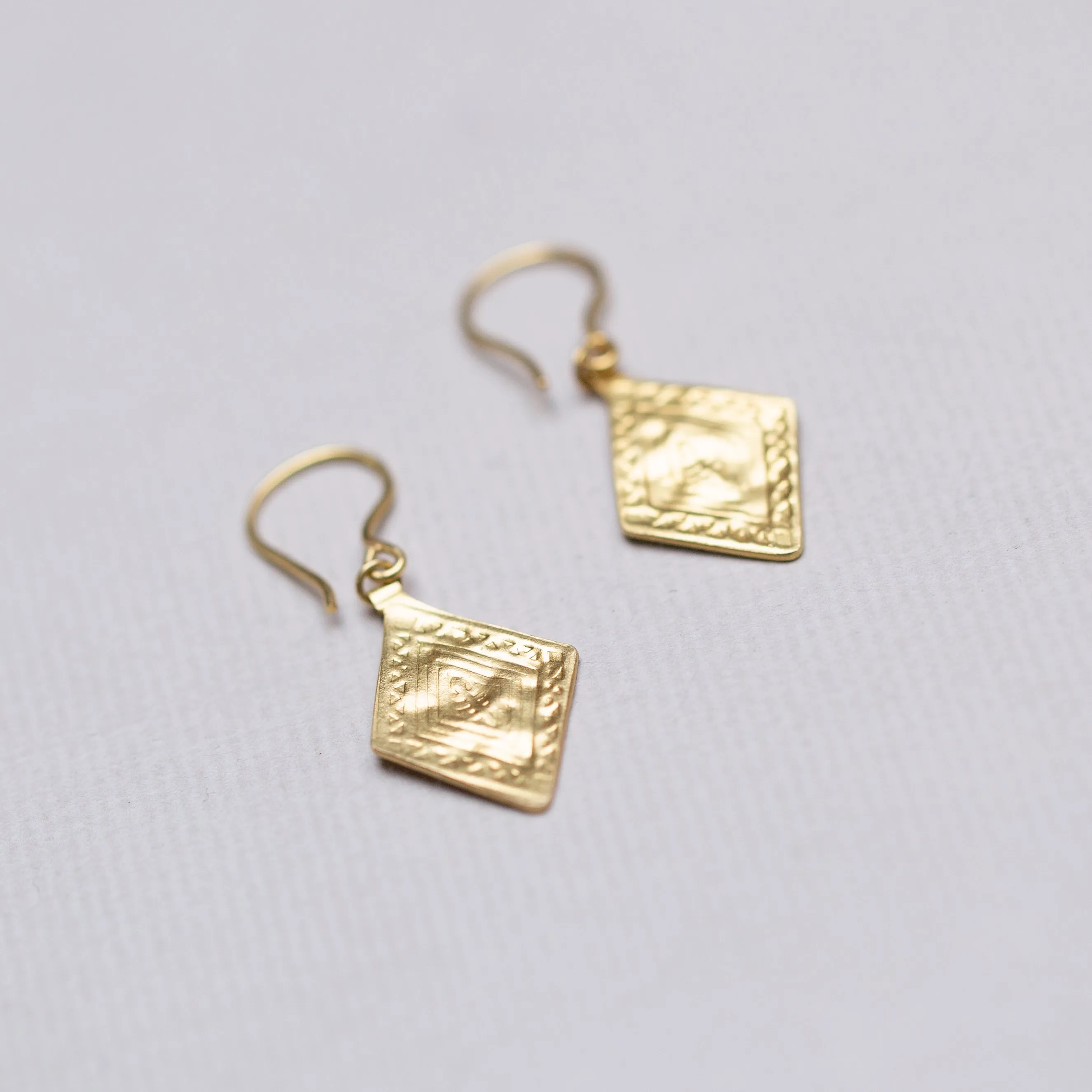 Gold Rhombus Drop Earrings