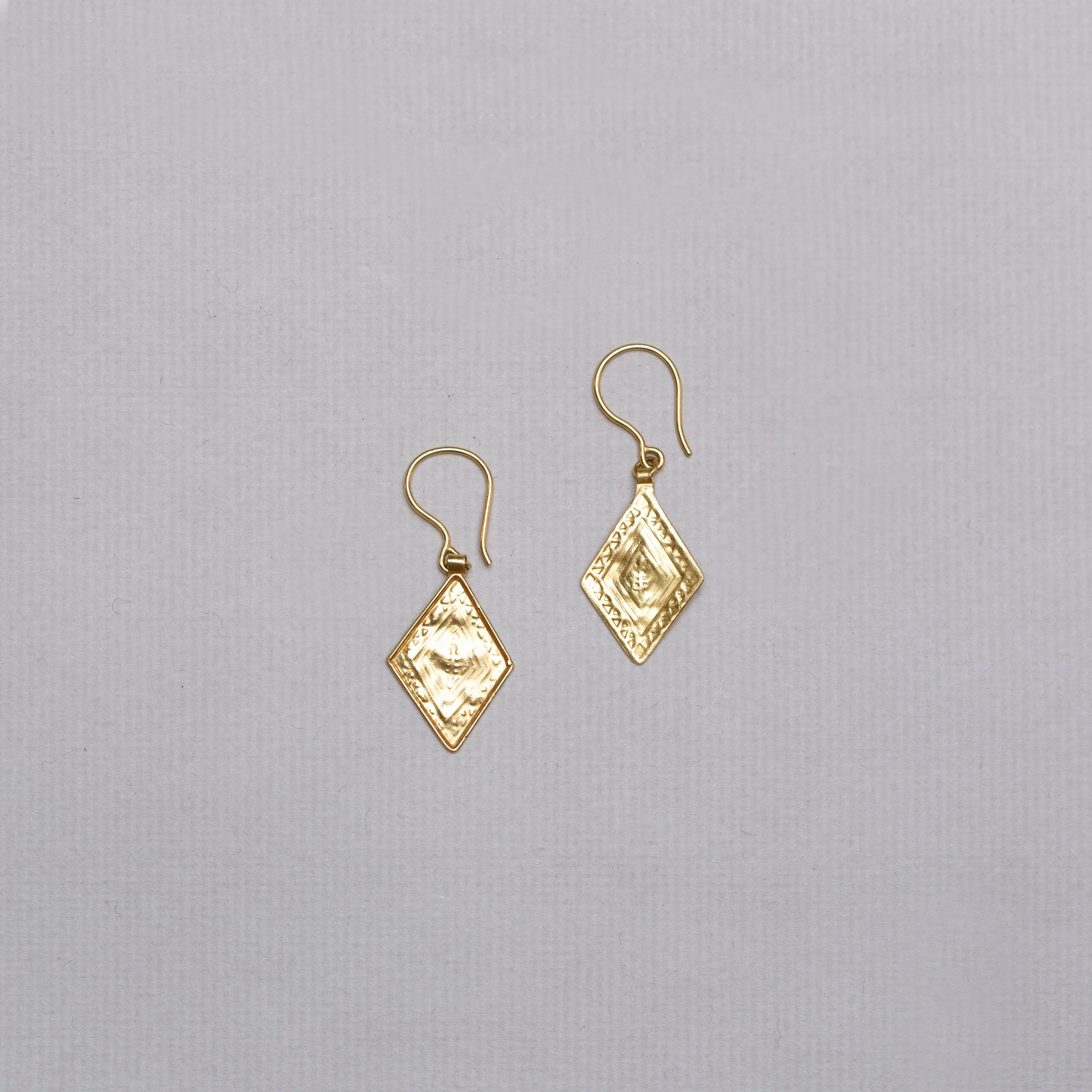 Gold Rhombus Drop Earrings