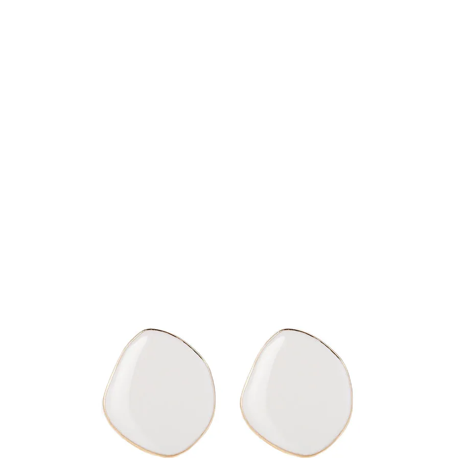 HANDENAMLED EARRING "LITTLE GHOST COLOURED STONE N06" IN WHITE