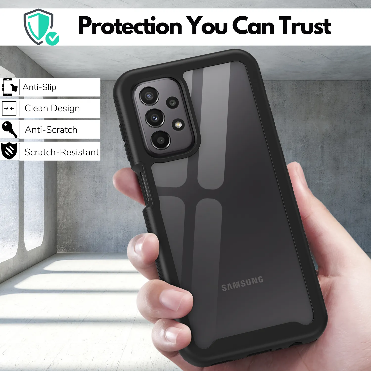 Heavy-Duty Case with Built-in Screen Protector for Samsung Galaxy A23 5G