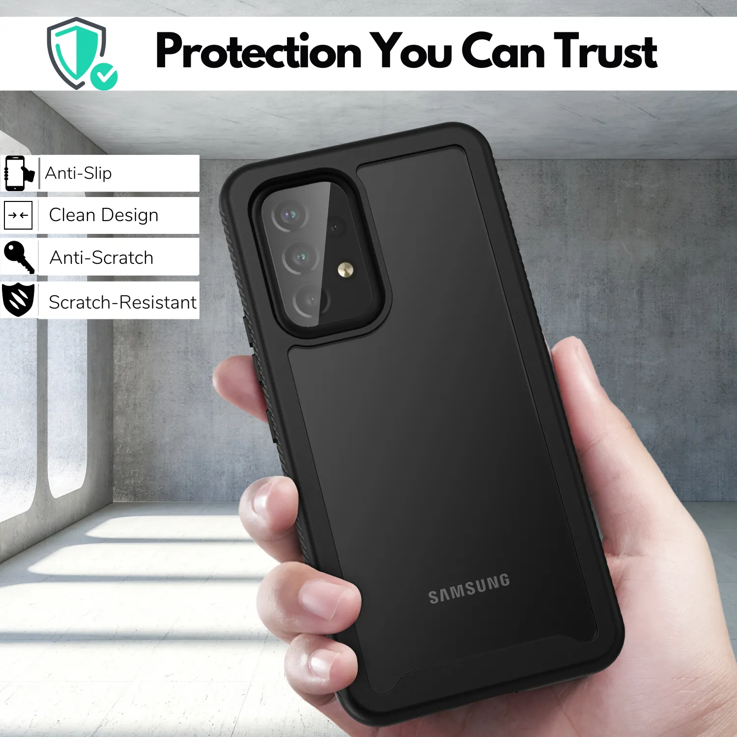 Heavy-Duty Case with Built-in Screen Protector for Samsung Galaxy A53 5G