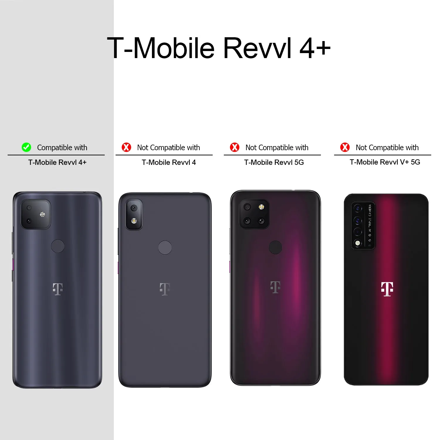 Heavy-Duty Case with Built-in Screen Protector for T-Mobile Revvl 4 Plus