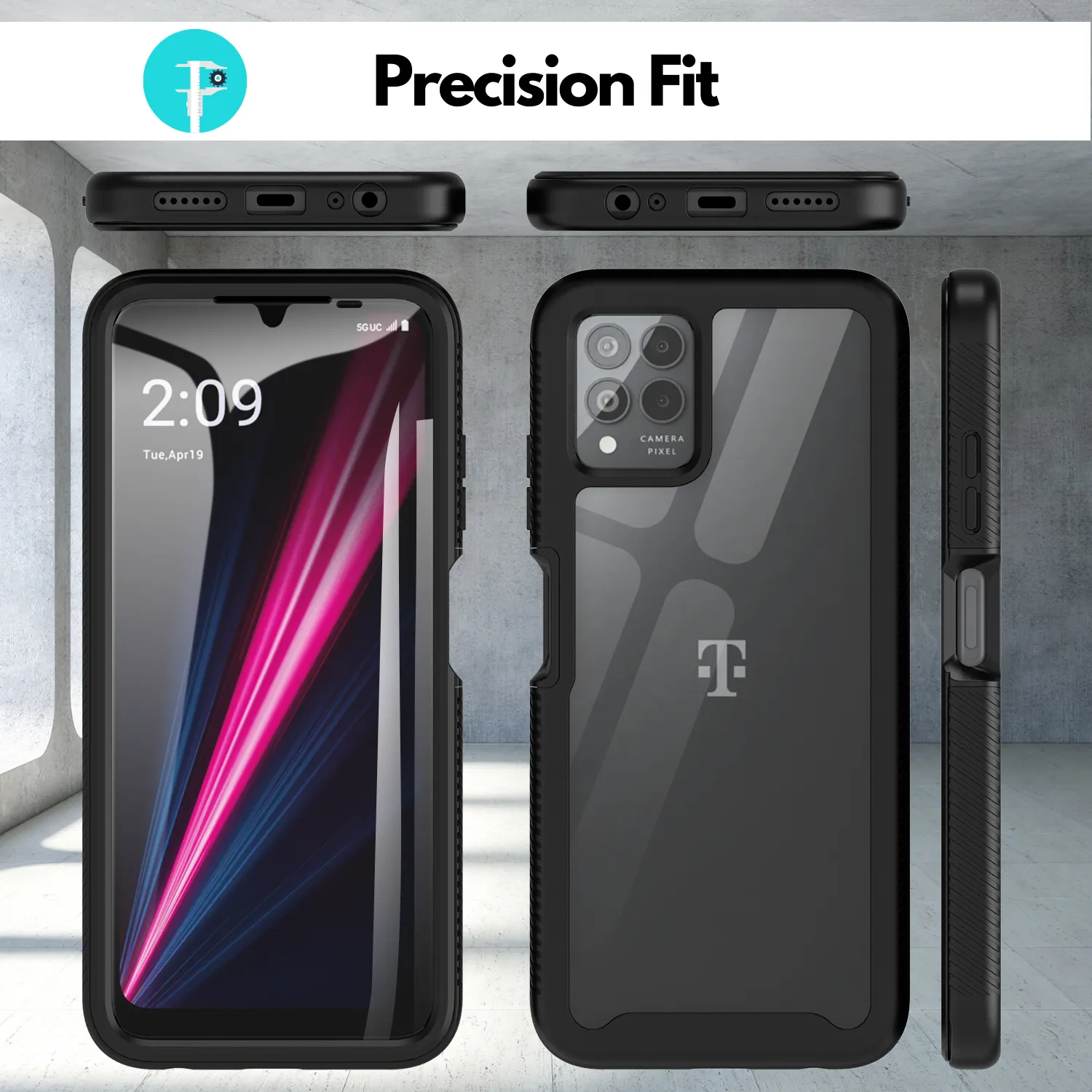 Heavy-Duty Case with Built-in Screen Protector for T-Mobile Revvl 6 Pro 5G