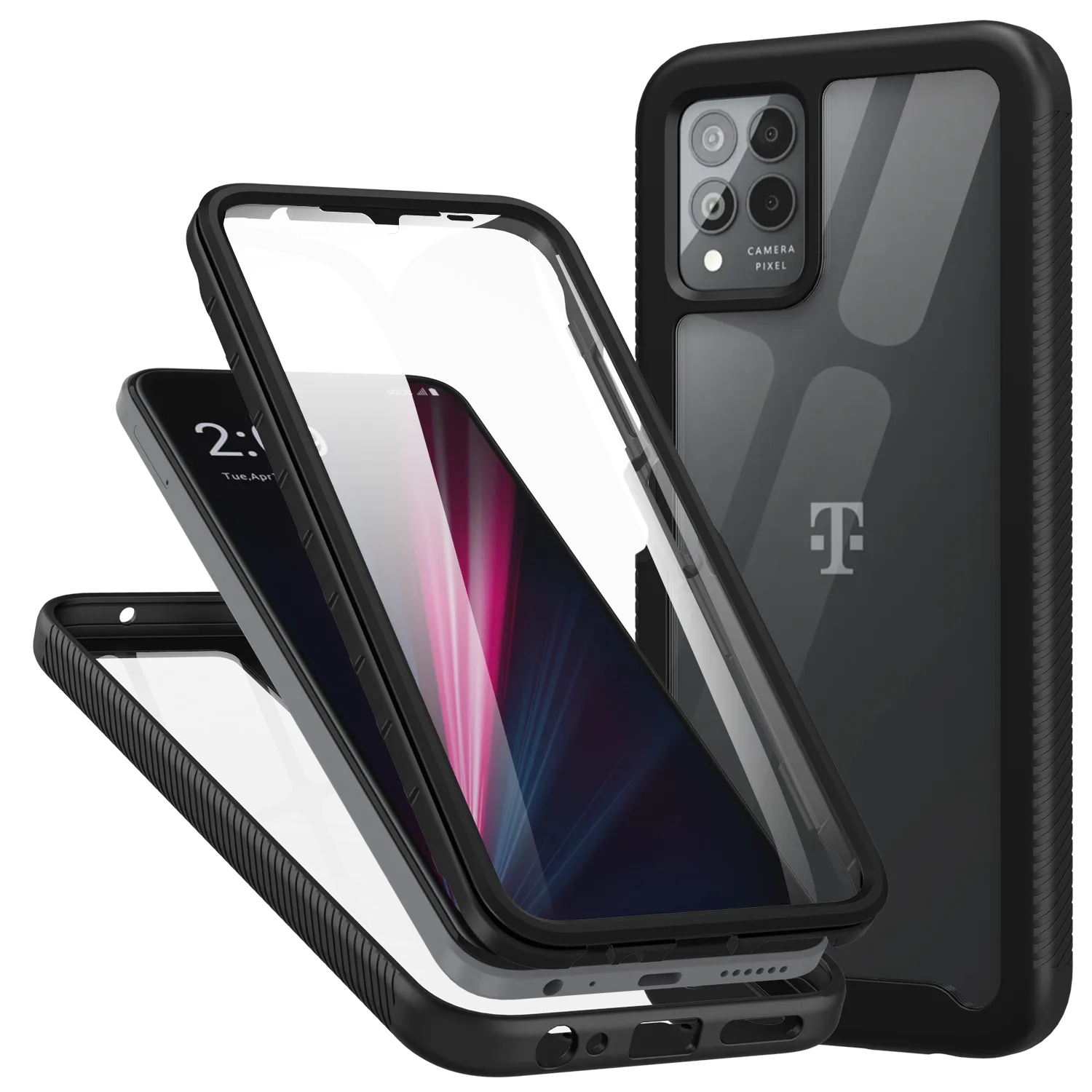 Heavy-Duty Case with Built-in Screen Protector for T-Mobile Revvl 6 Pro 5G