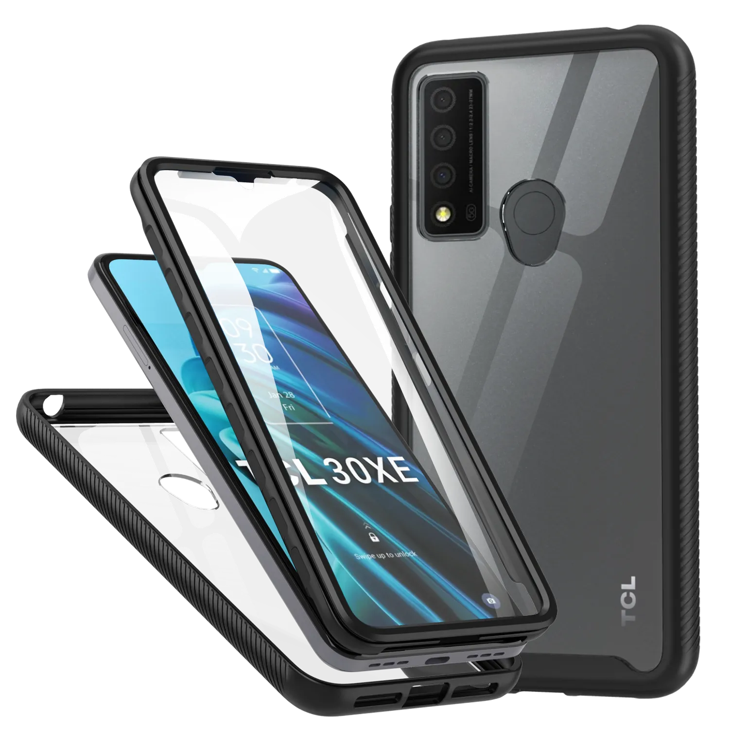 Heavy-Duty Case with Built-in Screen Protector for TCL 30 XE 5G