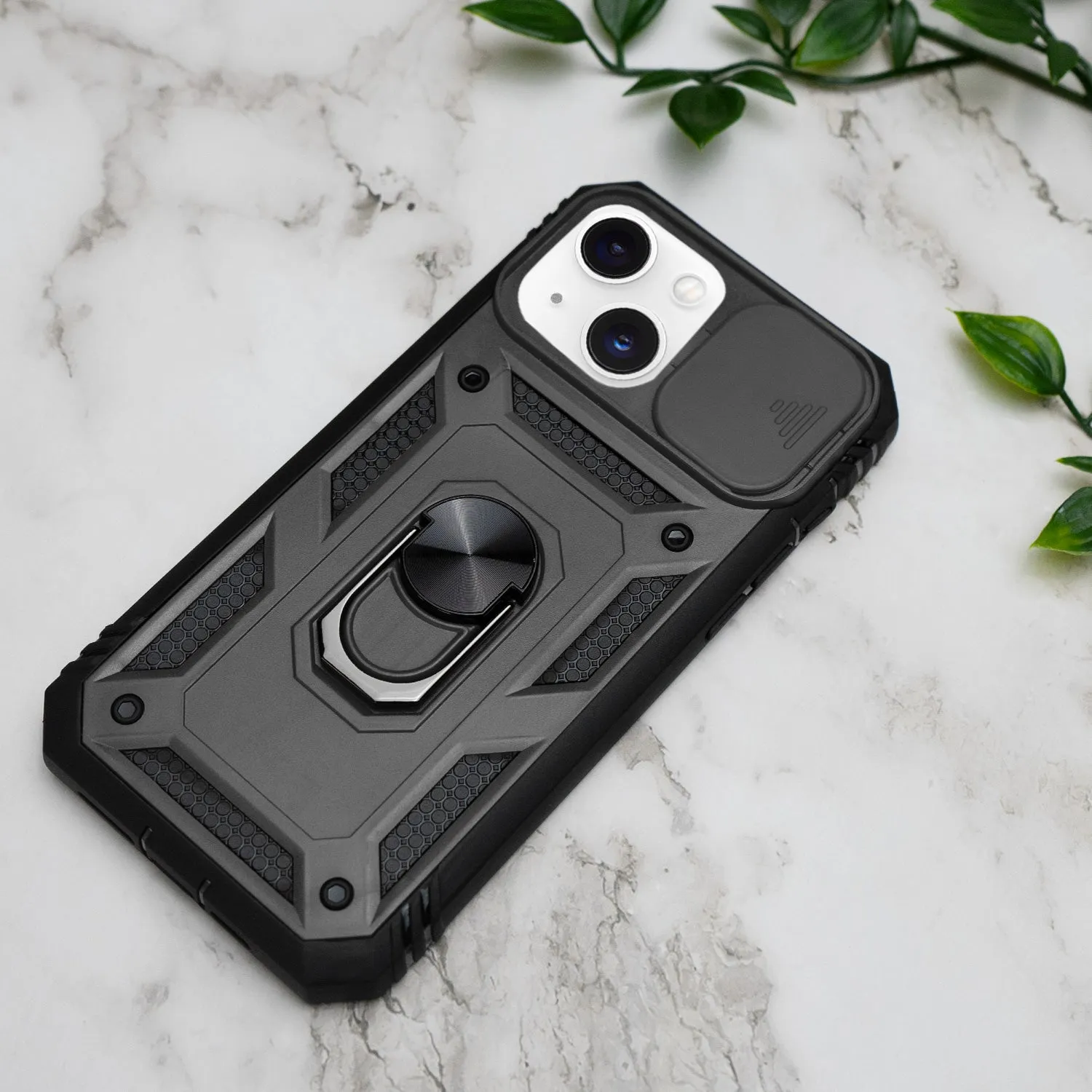 iPhone 13 Case - Heavy-Duty, Ring Holder, Camera Cover