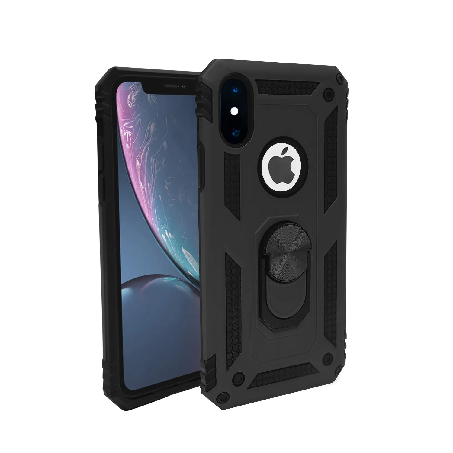 iPhone X /XS Case - Heavy-Duty, Ring Holder