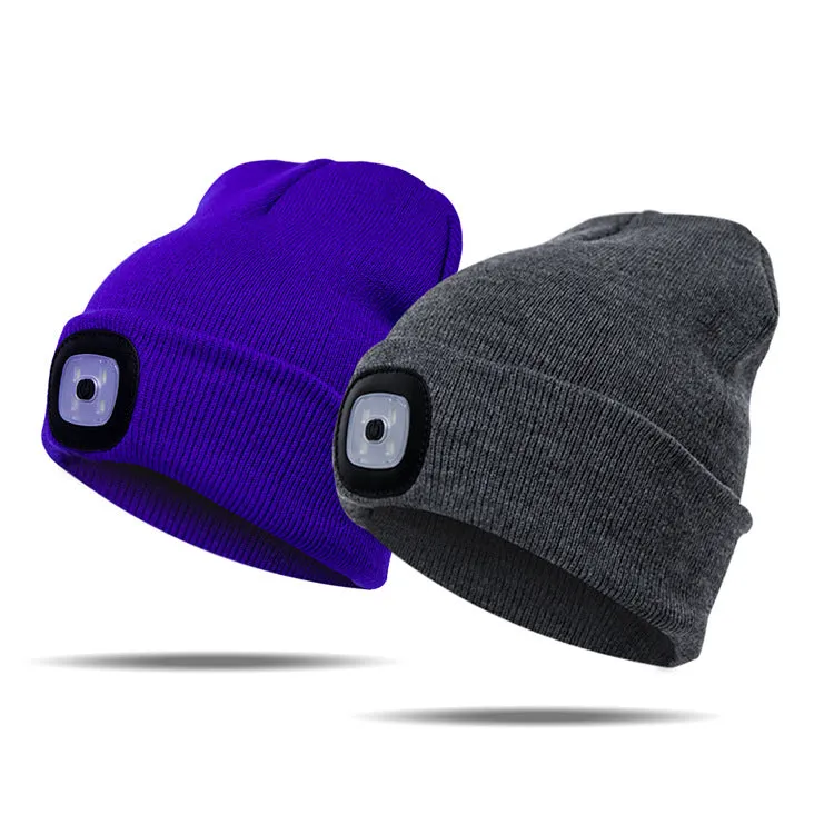 LED beanie hat warm with light