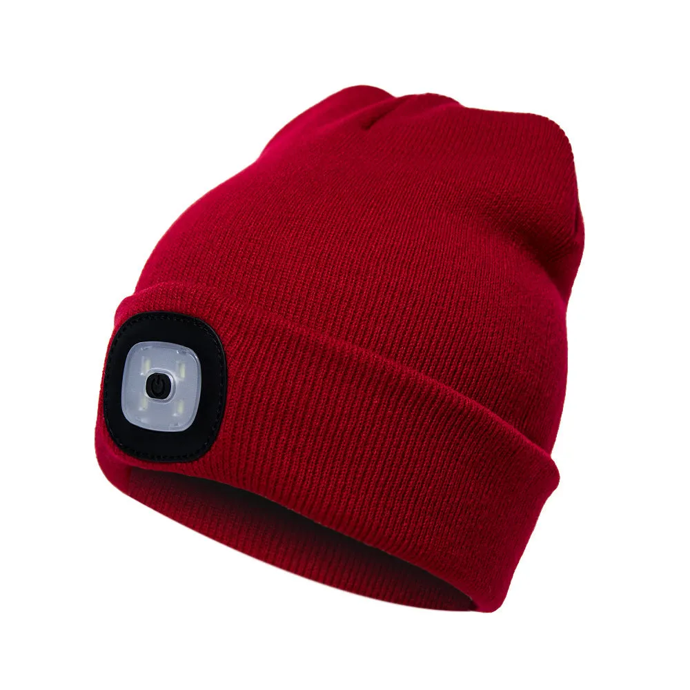 LED beanie hat warm with light