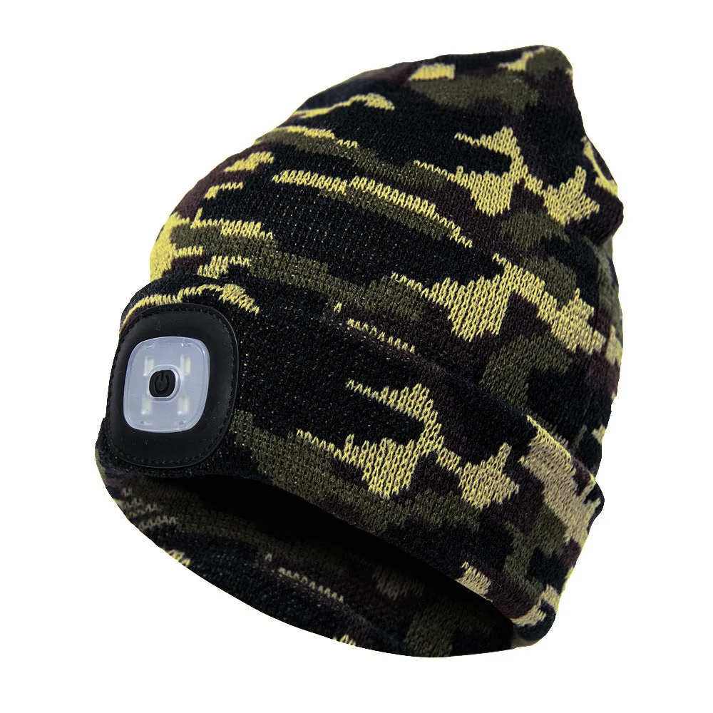 LED beanie hat warm with light