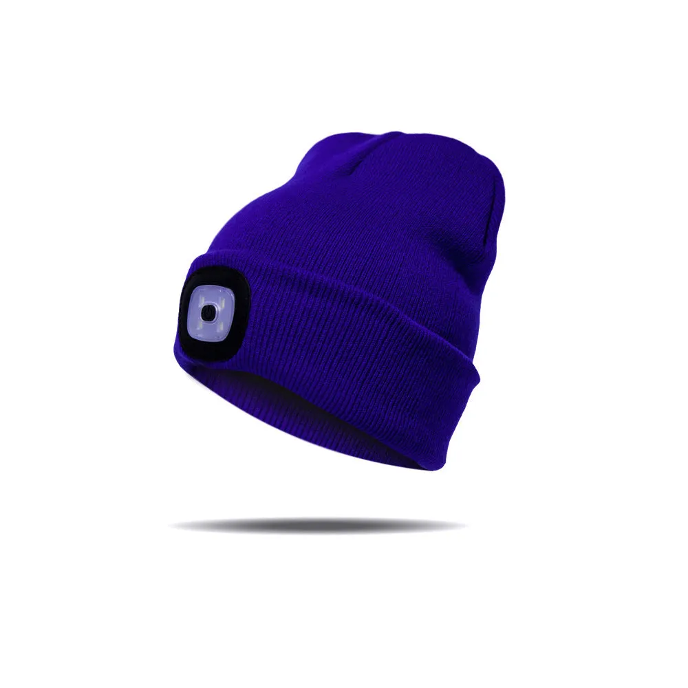 LED beanie hat warm with light